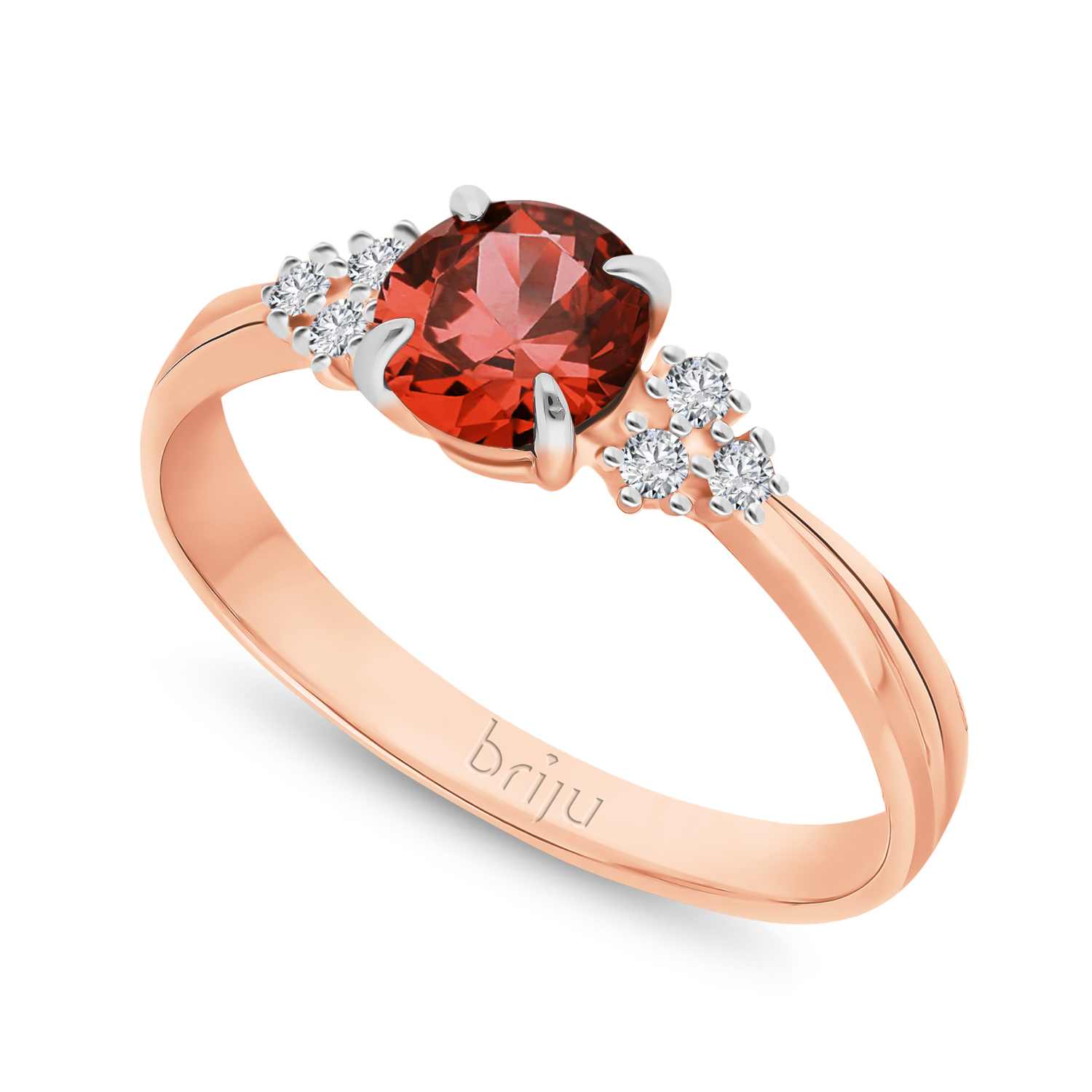 Briju Pierścionek z brylantami 0,078 ct Glimmer różowe złoto rubin  naturalny szk. 585 (B0857-100)