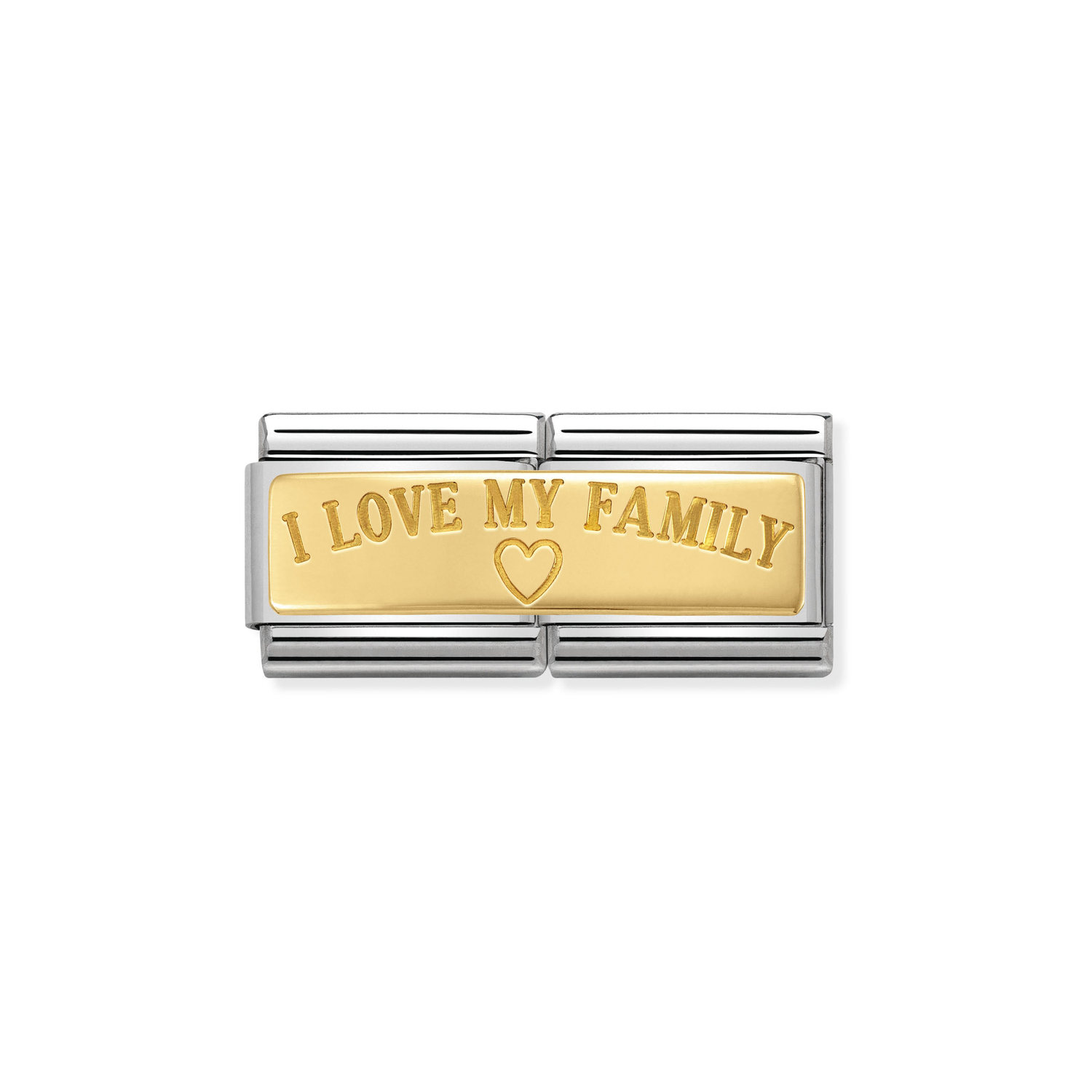 Ogniwo / link do bransolety Nomination podwójne stalowe ze złotem 18k i love my family [55829]