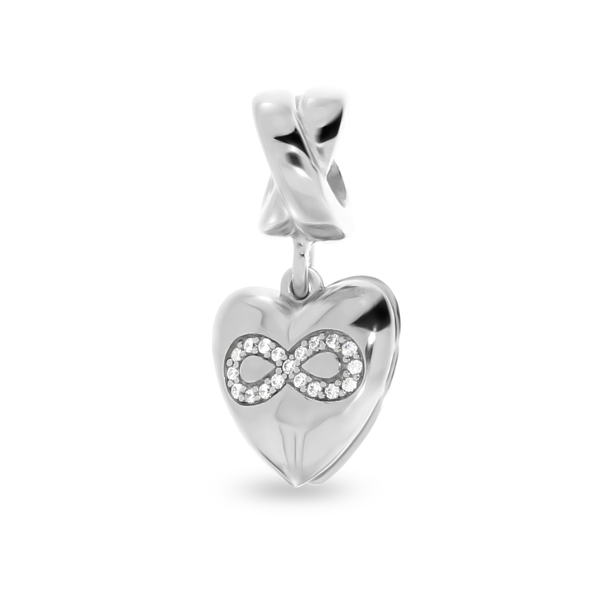 Ogniwo / zawieszka do bransolety charms kolekcja Beads by Briju srebrna z cyrkoniami serce nieskończoność [62667]