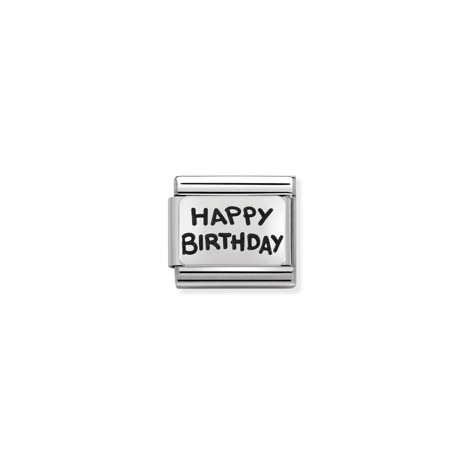 Ogniwo / link do bransolety Nomination stalowe ze srebrem happy birthday [69348]