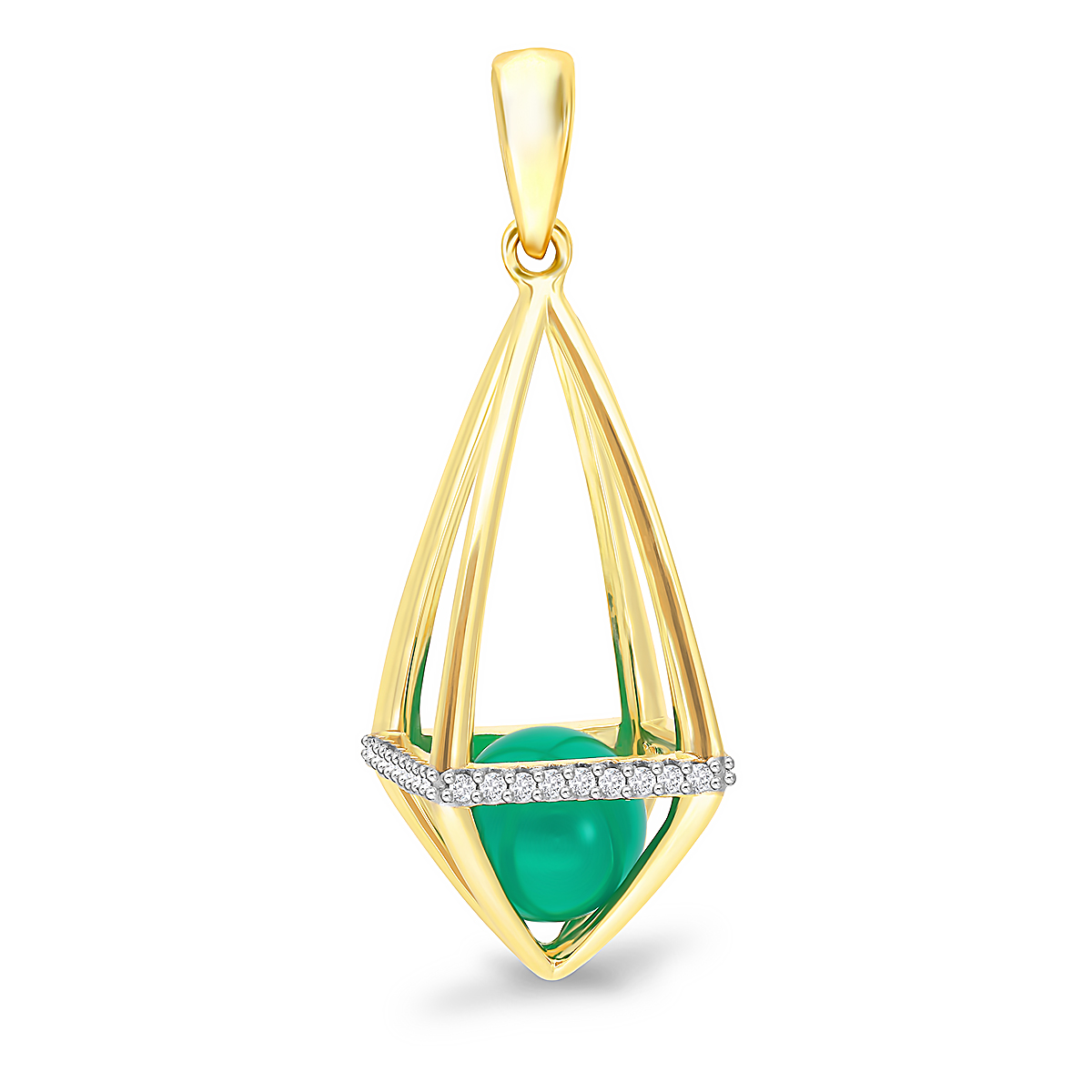 Briju Zawieszka / wisiorek do łańcuszka złota Gemma z diamentami 0,11 ct i zielonym agatem 333 (BI-000750)