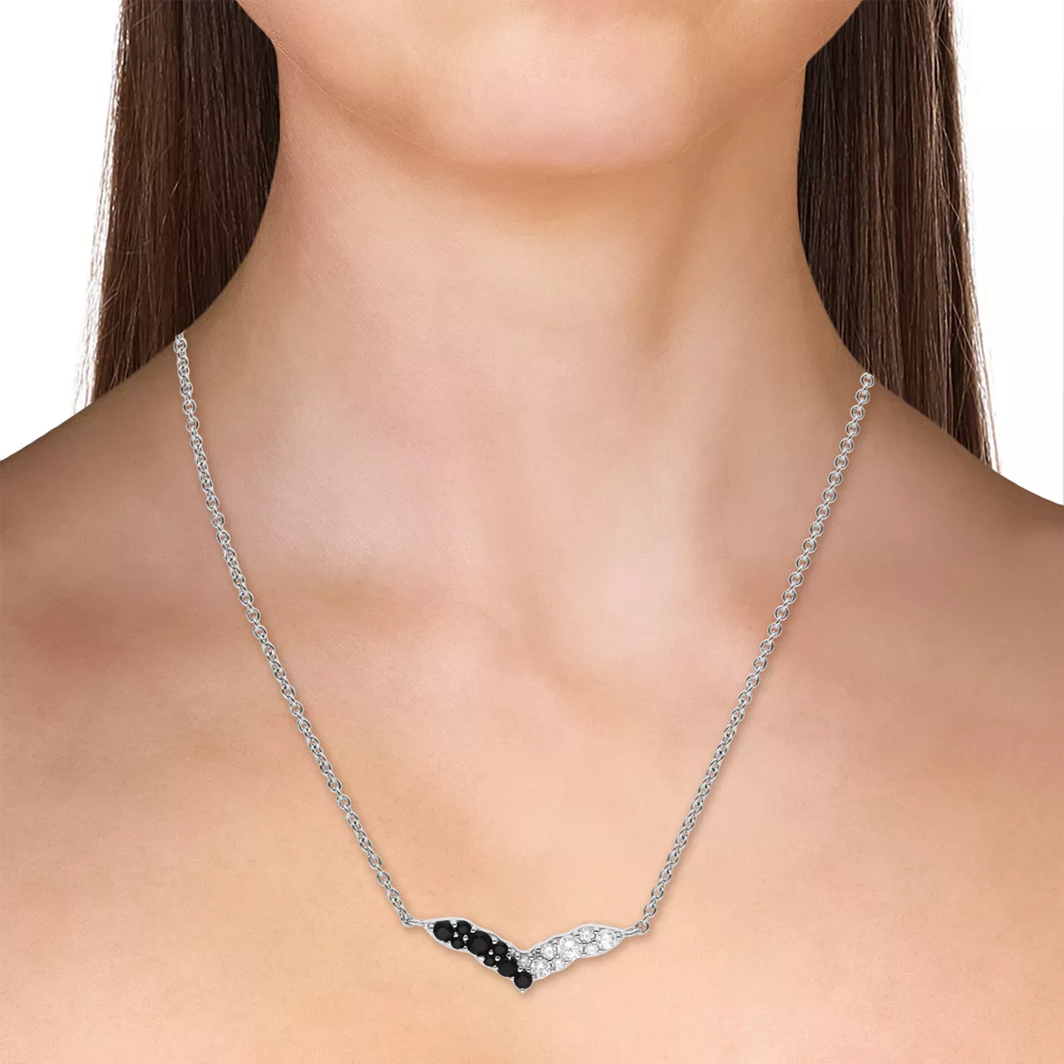 Briju Naszyjnik / łańcuszek damski czarne cyrkonie 925S (KO-001922) 