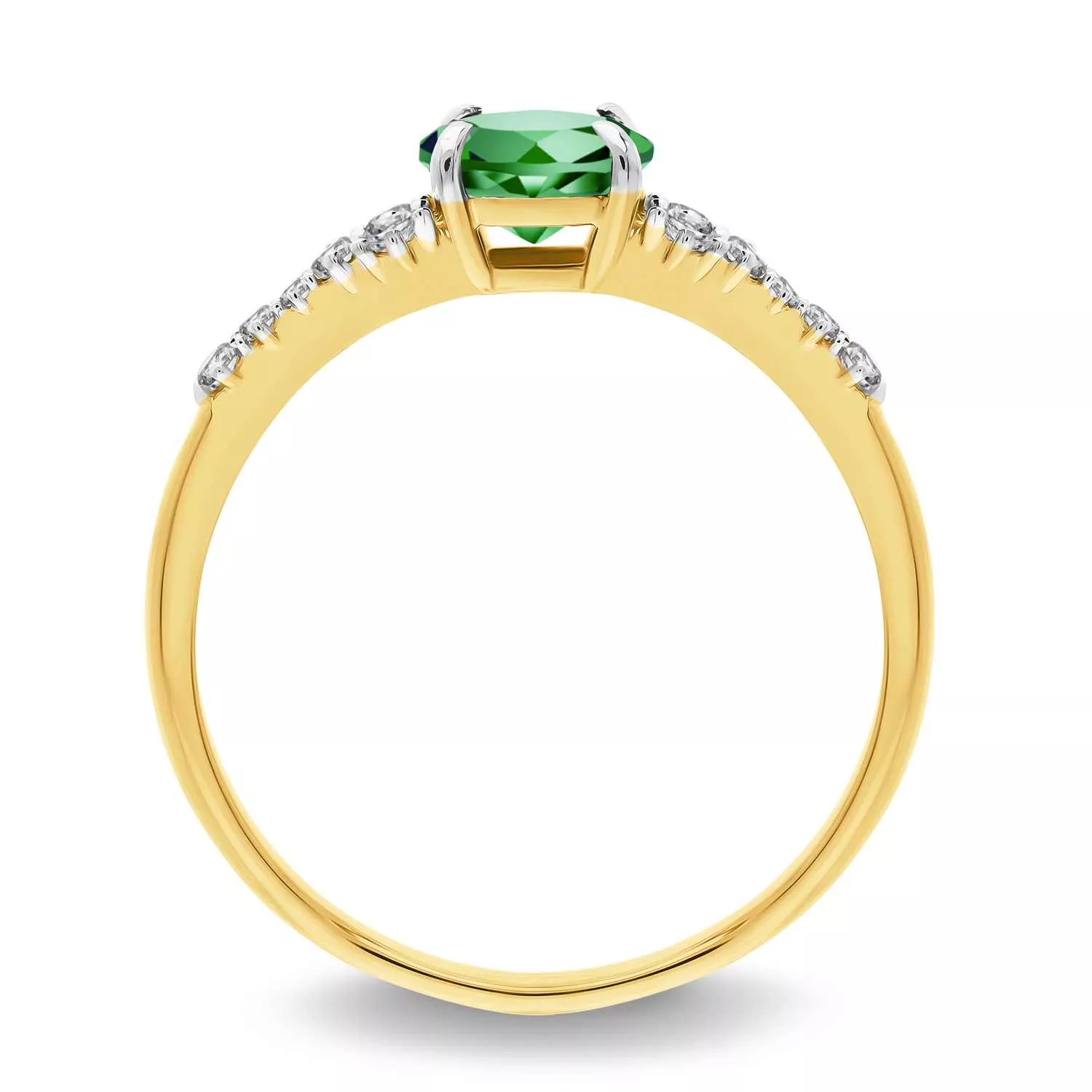 Briju Pierścionek z brylantami 0,124 ct Glimmer żółte złoto szmaragd naturalny 585 (B0863-100)
