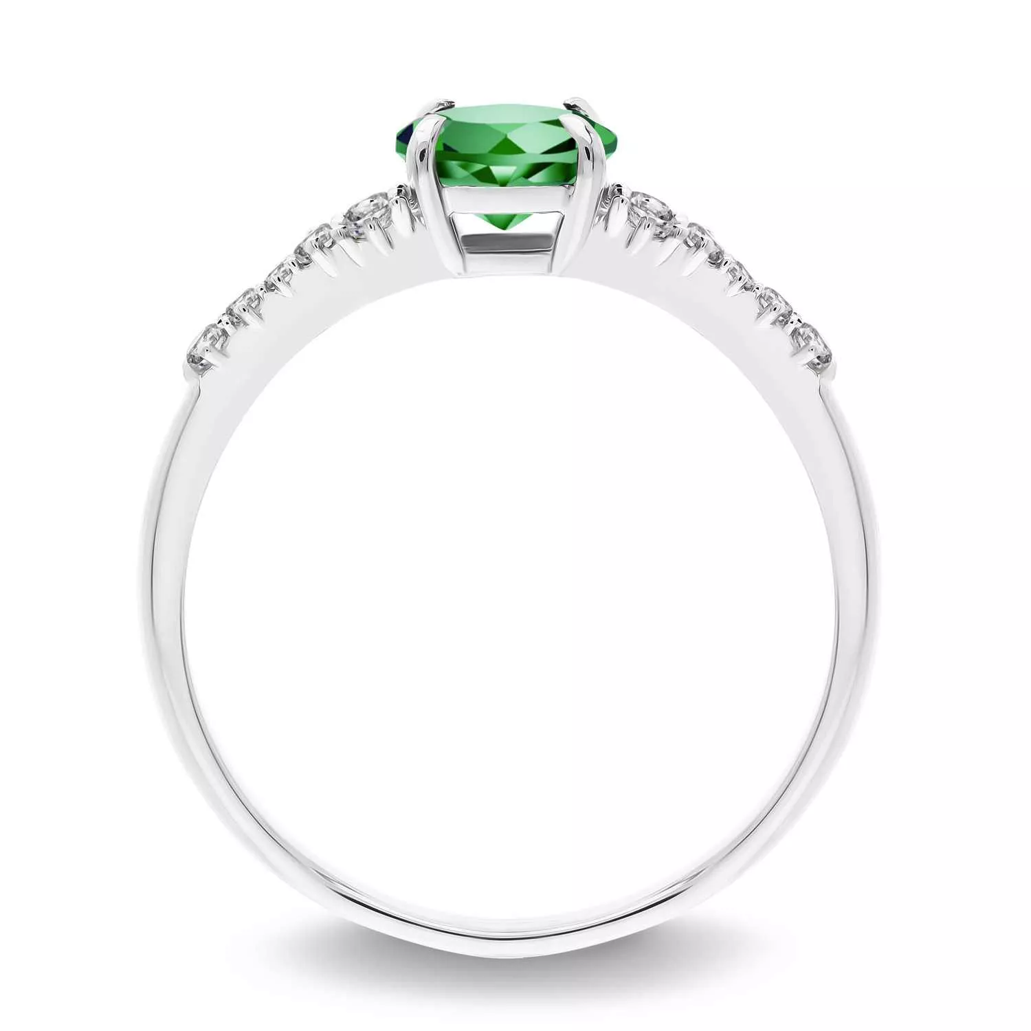 Briju Pierścionek z brylantami 0,124 ct Glimmer białe złoto szmaragd naturalny 585 (B0863-100)