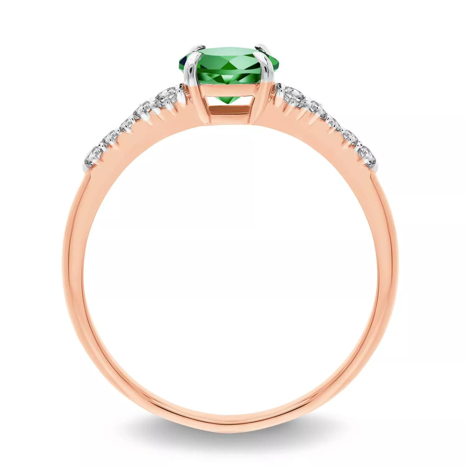 Briju Pierścionek z brylantami 0,124 ct Glimmer różowe złoto szmaragd naturalny 585 (B0863-100)