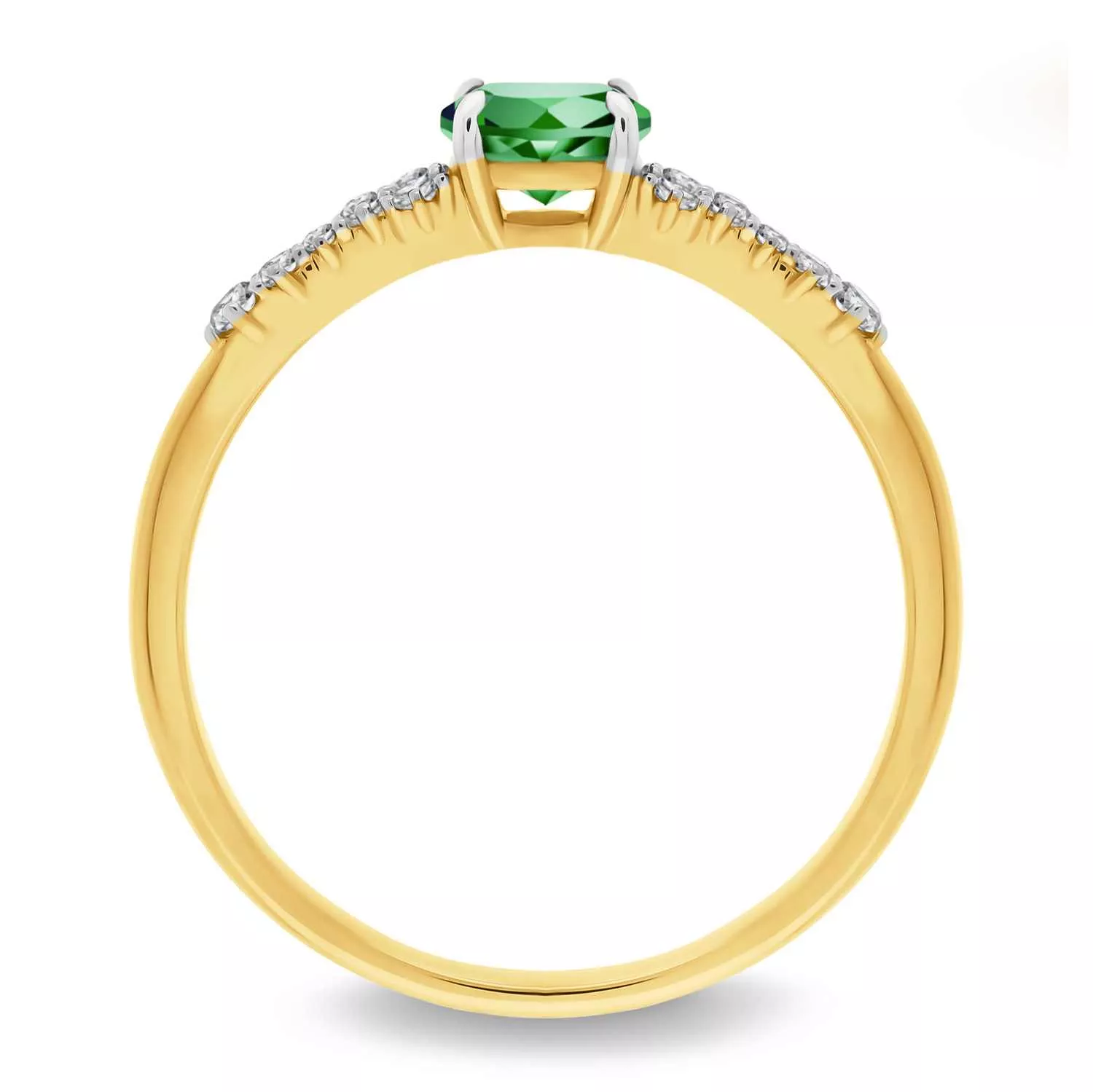Briju Pierścionek z brylantami 0.124 ct Glimmer żółte złoto szmaragd naturalny 585 (B0862-100)