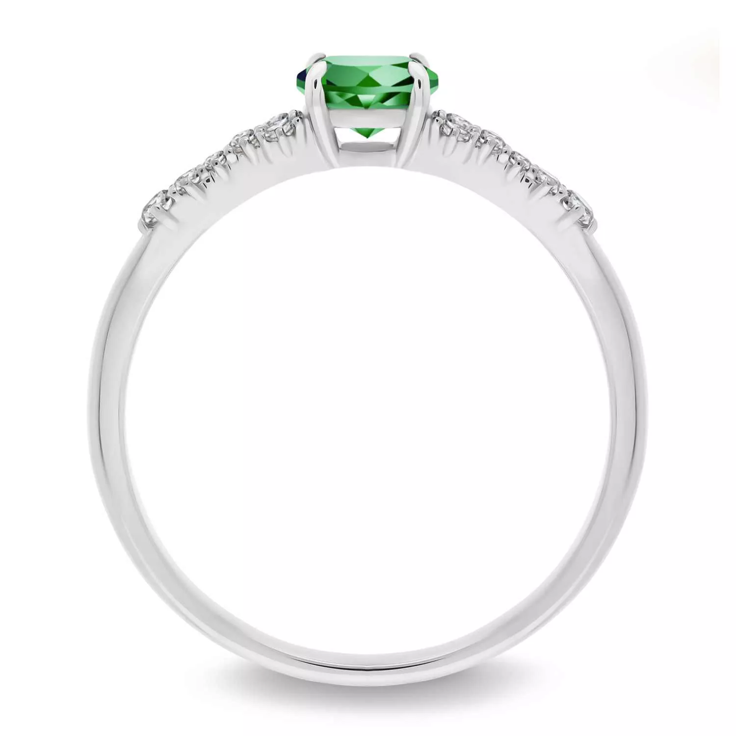 Briju Pierścionek z brylantami 0.124 ct Glimmer białe złoto szmaragd naturalny 585 (B0862-100)