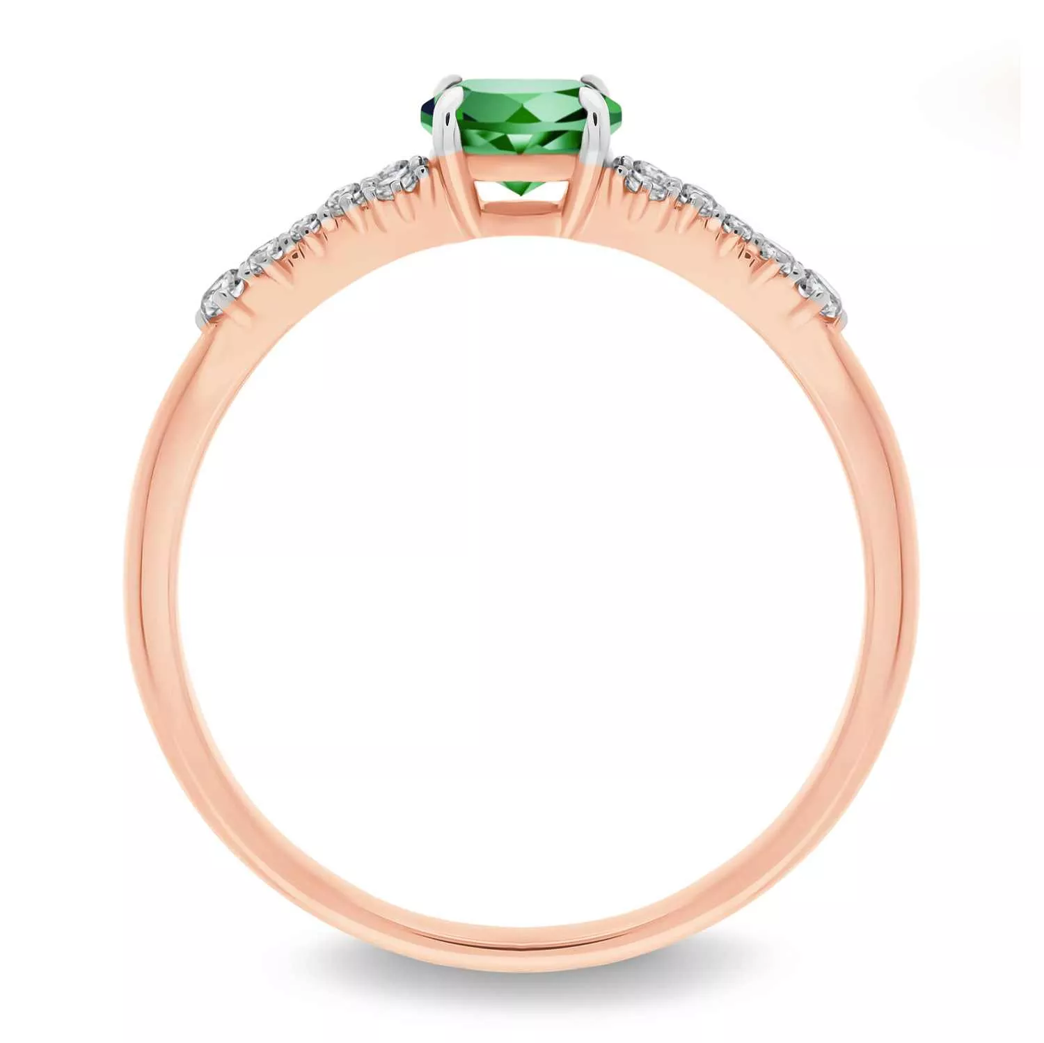 Briju Pierścionek z brylantami 0.124 ct Glimmer różowe złoto szmaragd naturalny 585 (B0862-100)