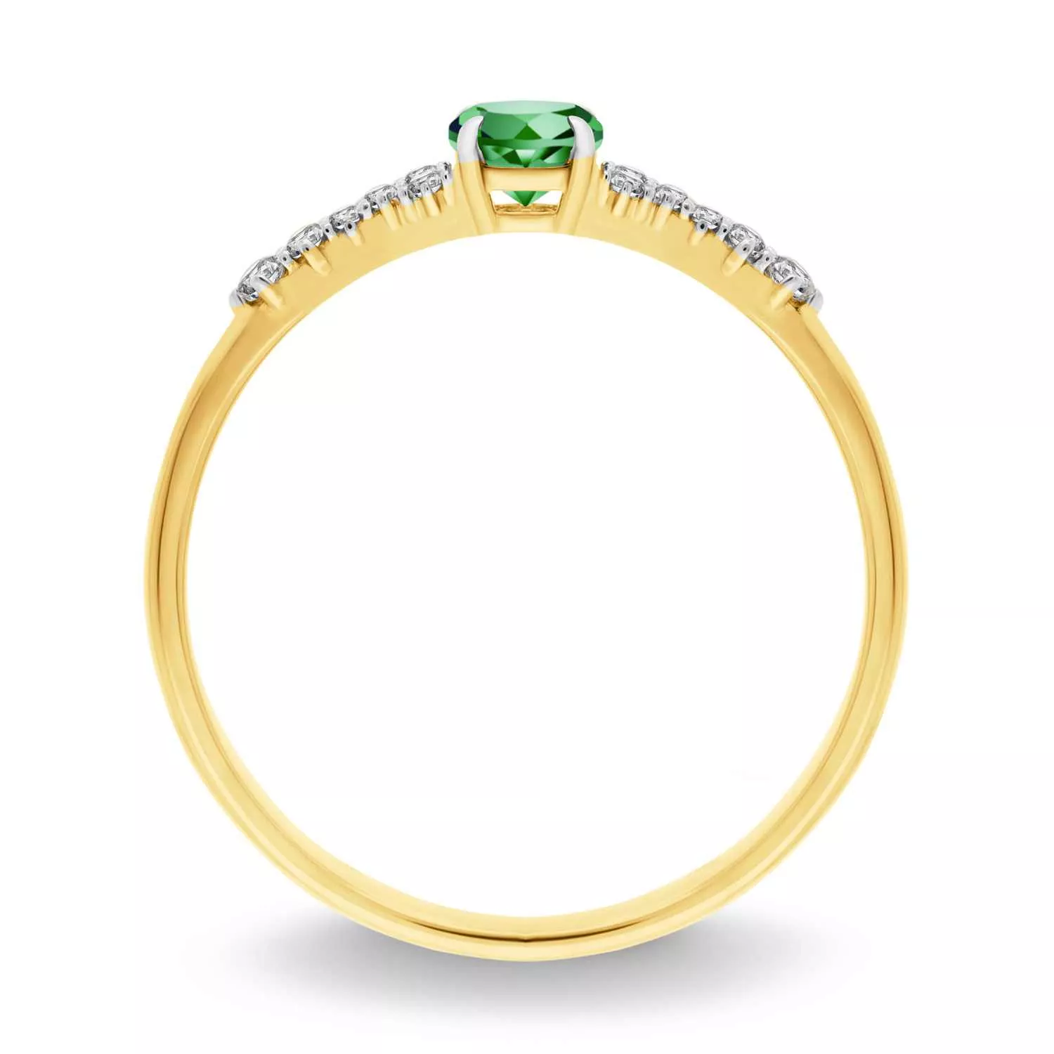 Briju Pierścionek z brylantami 0,07 ct Glimmer żółte złoto szmaragd naturalny 585 (B0861-100)