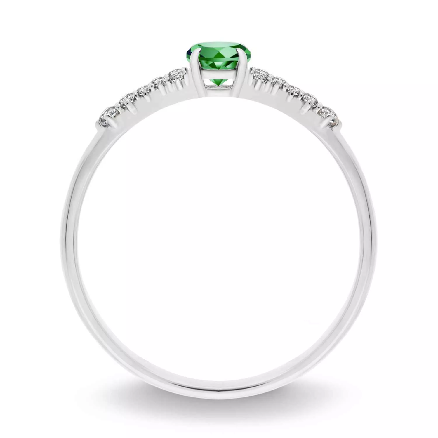 Briju Pierścionek z brylantami 0,07 ct Glimmer białe złoto szmaragd naturalny 585 (B0861-100)