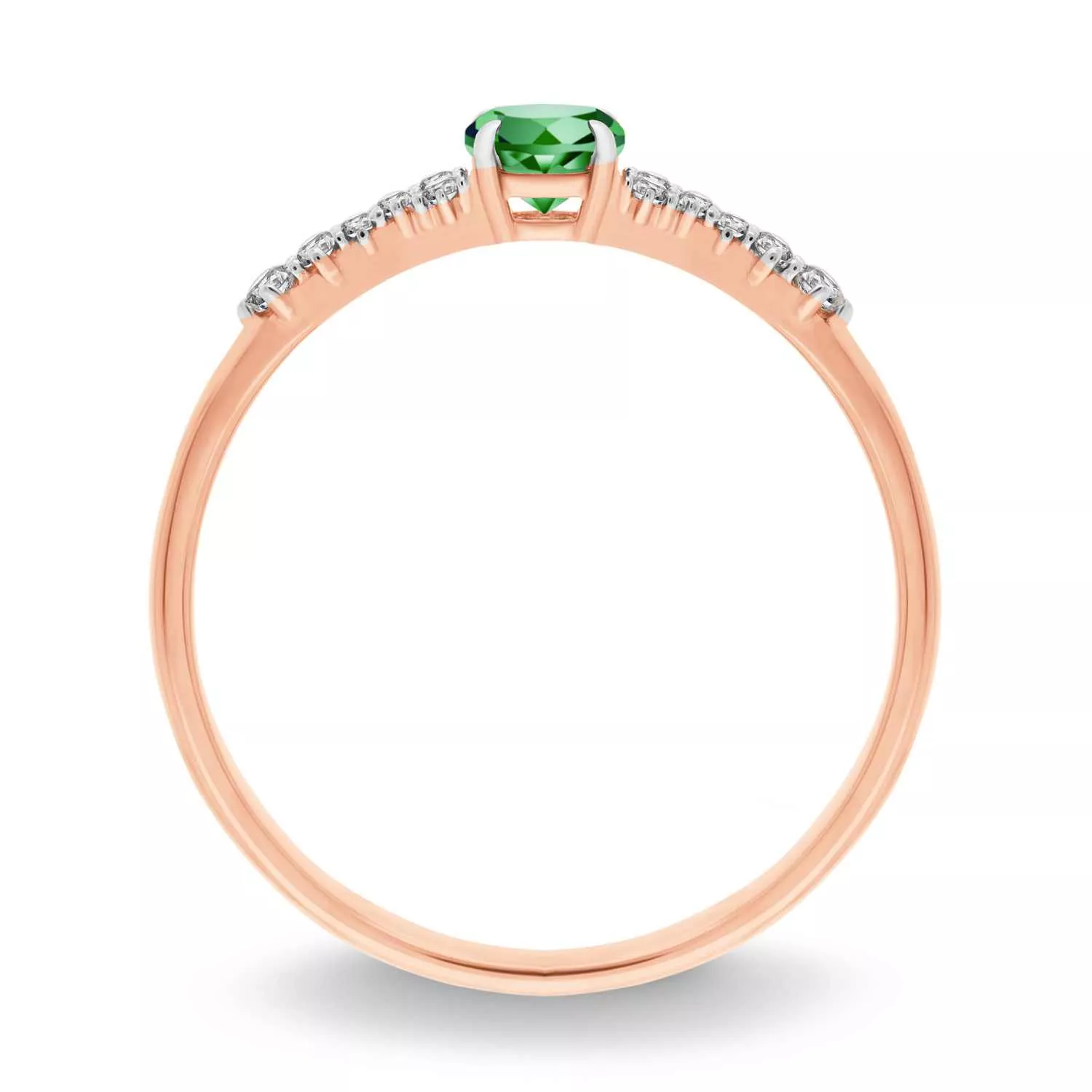 Briju Pierścionek z brylantami 0,07 ct Glimmer różowe złoto szmaragd naturalny 585 (B0861-100)
