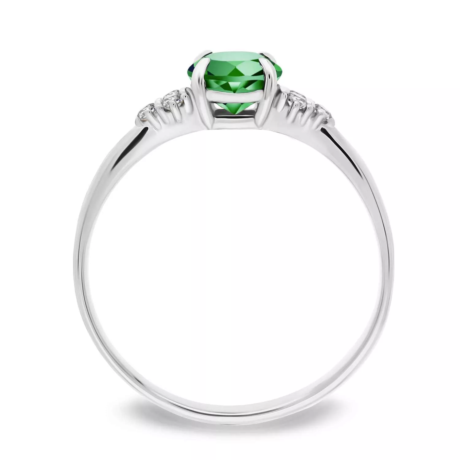 Briju Pierścionek z brylantami 0,078 ct Glimmer białe złoto szmaragd naturalny 585 (B0857-100)
