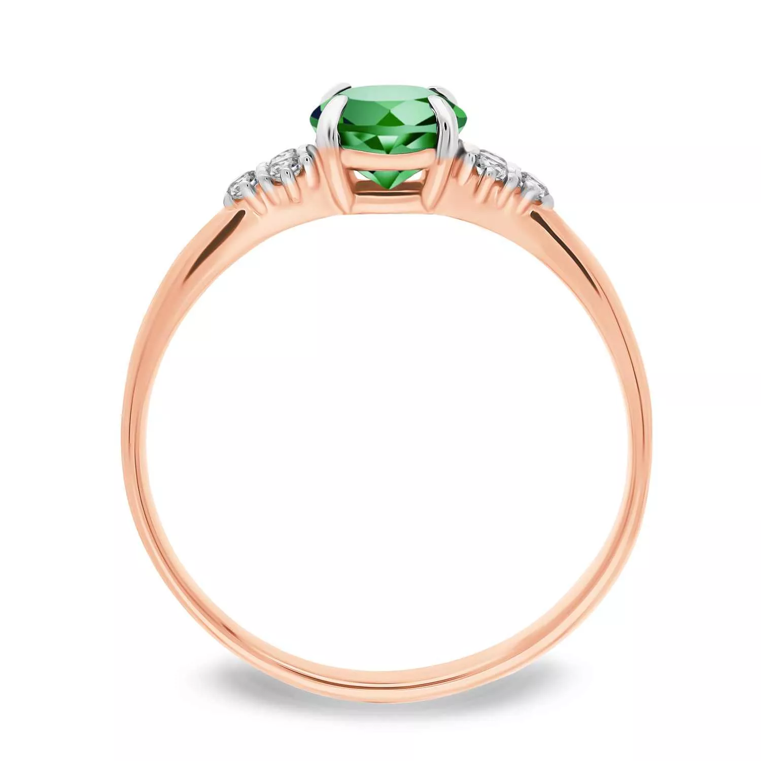 Briju Pierścionek z brylantami 0,078 ct Glimmer różowe złoto szmaragd naturalny 585 (B0857-100)