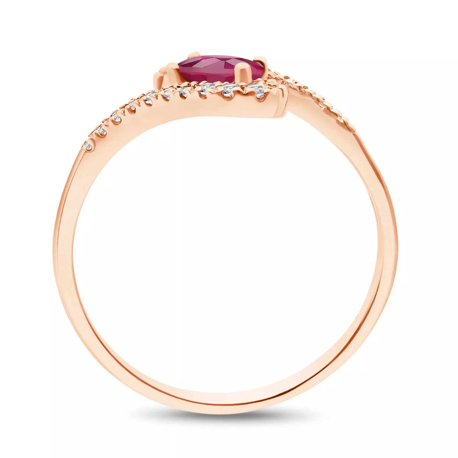 Briju Pierścionek różowe złoto rubin 0,32 ct 585 (B0359-100)