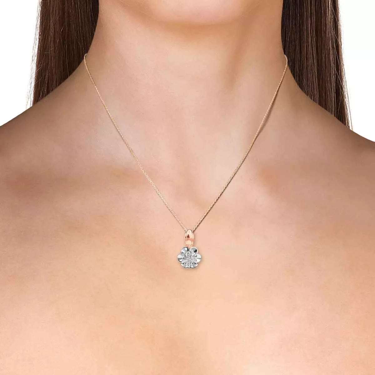 Briju Wisiorek / zawieszka na łańcuszek z brylantami 0,042 ct różowe złoto 585 (B0671-107) 