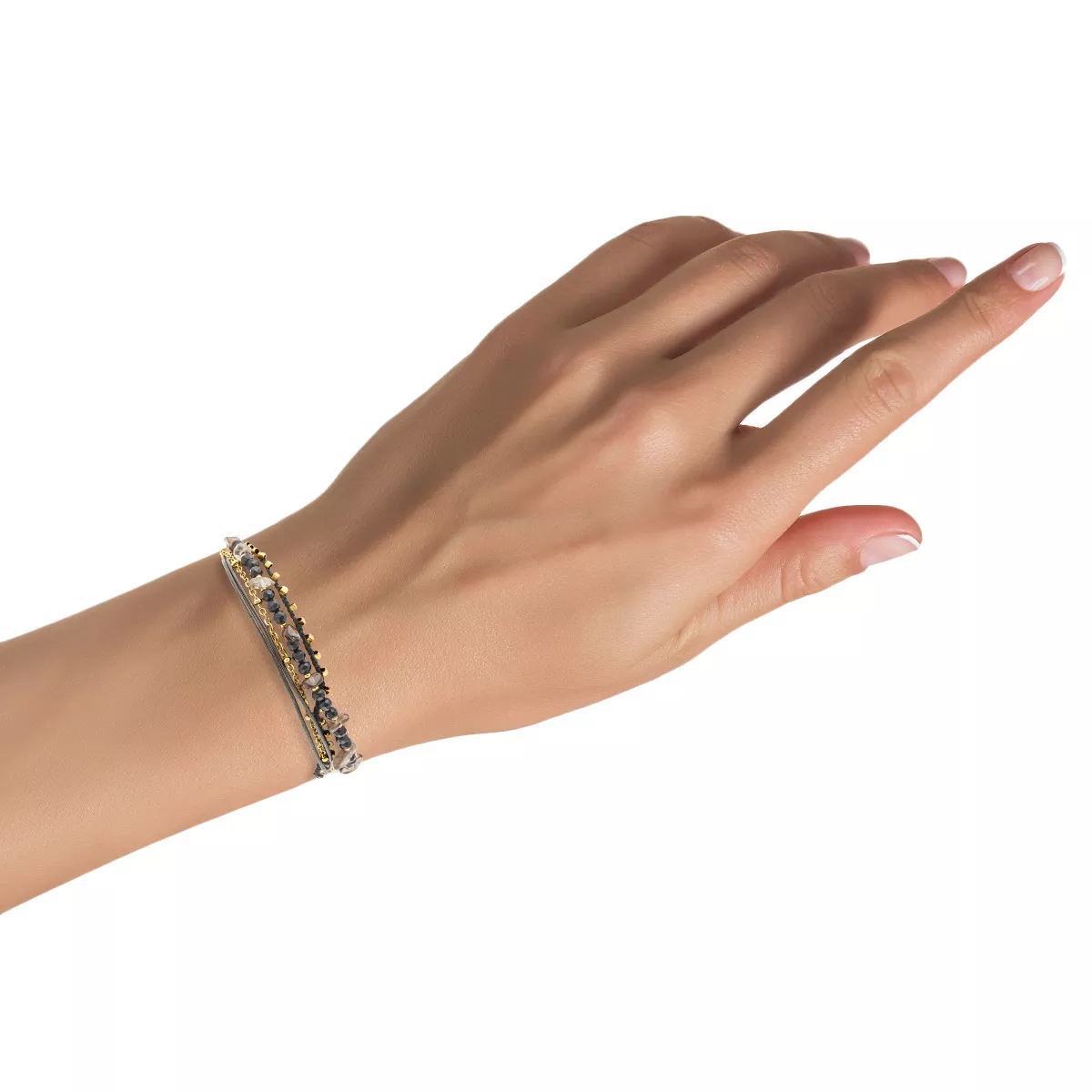 Zoya Bransoletka damska z kamieniami naturalnymi agat czarny (BN-004311) 