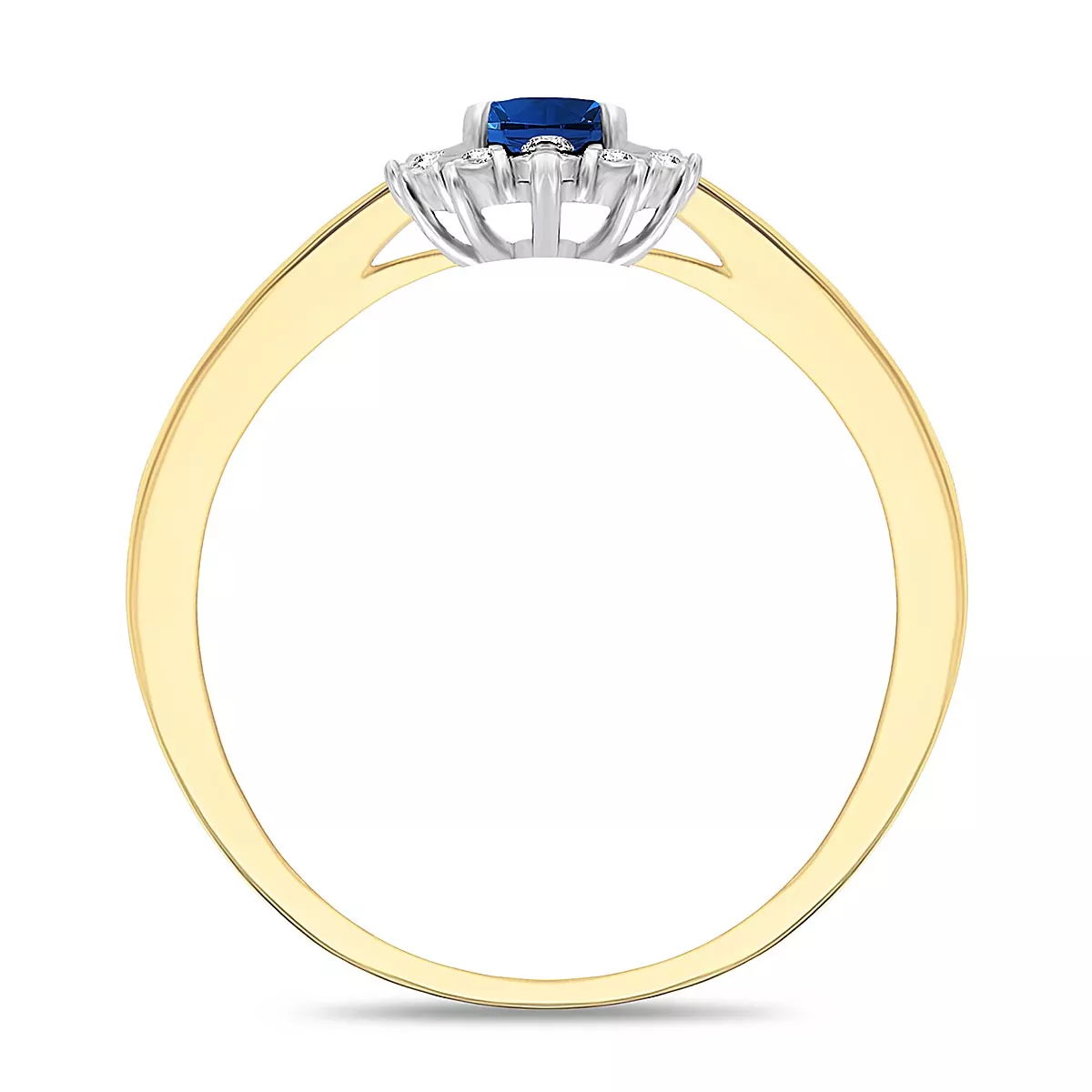 Pierścionek złoty kolekcja Carmazi z szafirem naturalnym 0,68 ct i diamentami  585 (BI-000835)