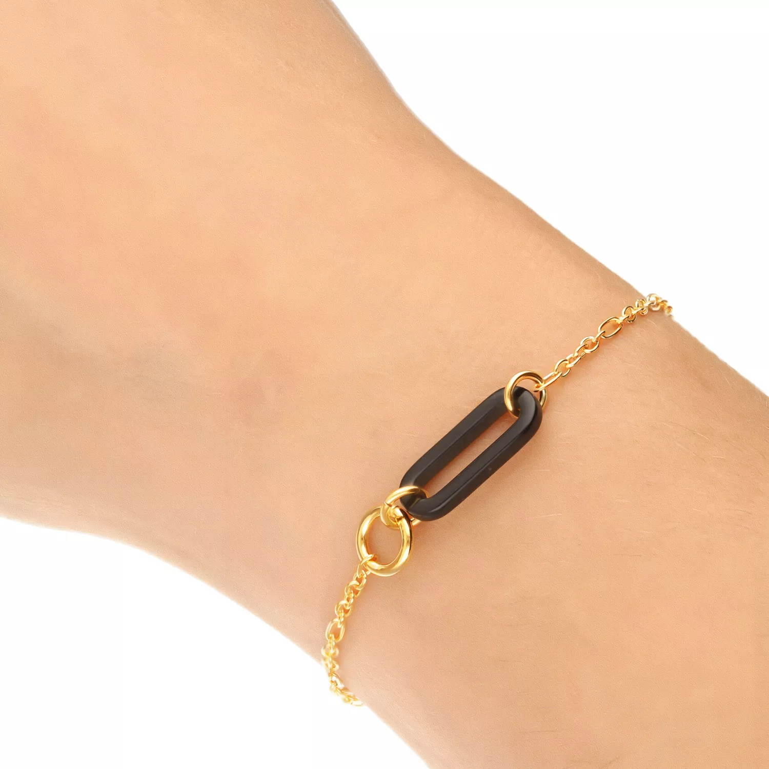 Bransoletka żółte srebro onyx 925S (BN-004843) 