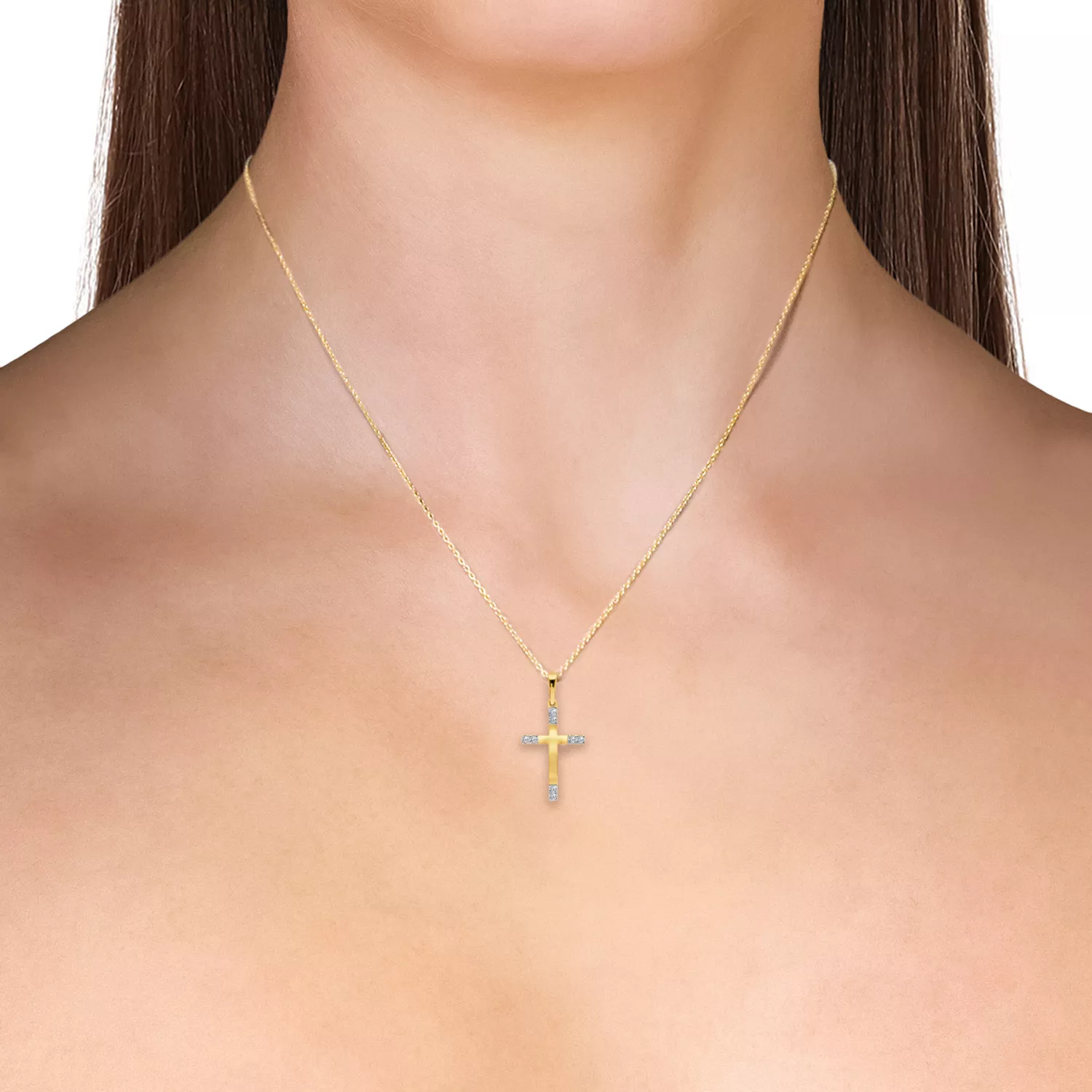 Briju Krzyżyk wisirek/zawieszka żółte złoto brylant 585 (BI-001403) 