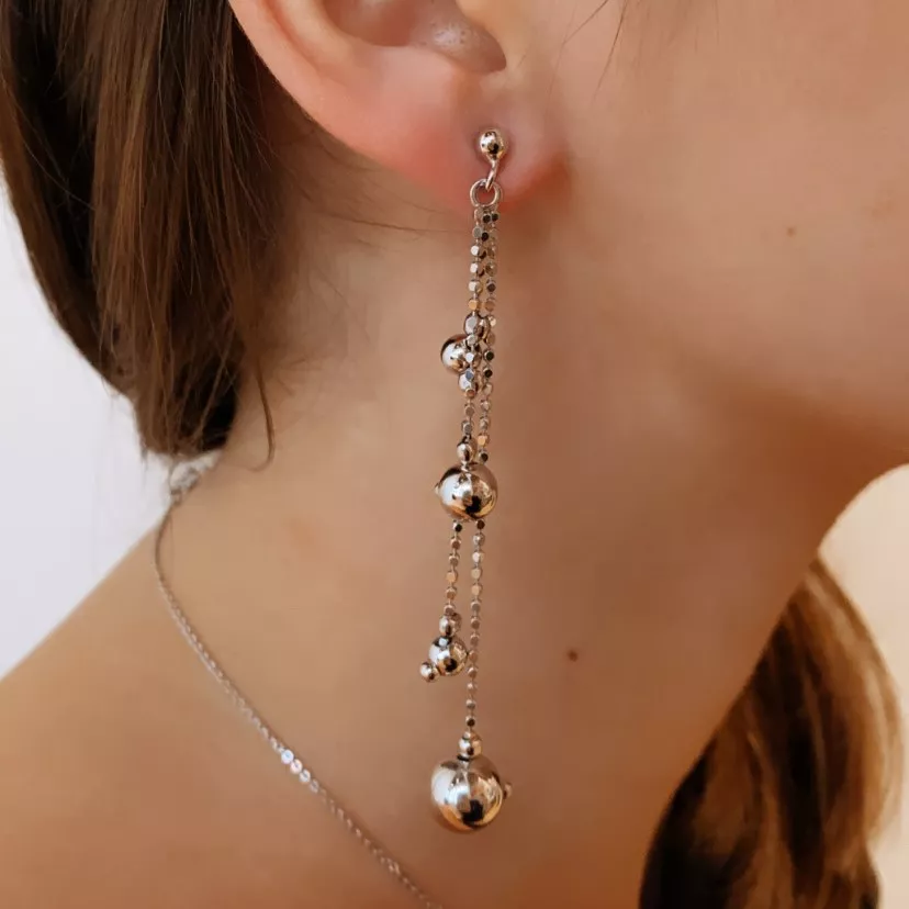 Briju Kolczyki srebrne kolekcja Bubbles kulki wiszące 925S sztyft (KL-002454) 