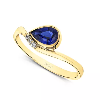 Briju Pierścionek z brylantami żółte złoto szafir 0,95 ct 585 (B0361-100)