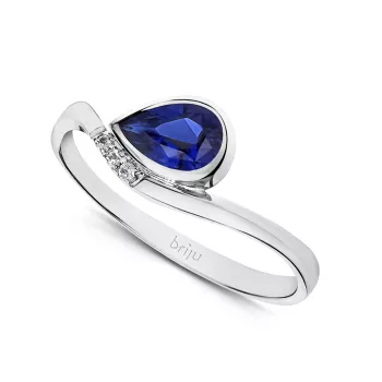Briju Pierścionek z brylantami białe złoto szafir 0,95 ct 585 (B0361-100)