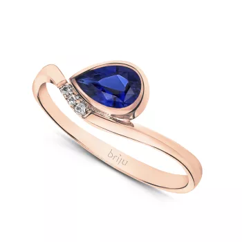 Briju Pierścionek z brylantami różowe złoto szafir 0,95 ct 585 (B0361-100)