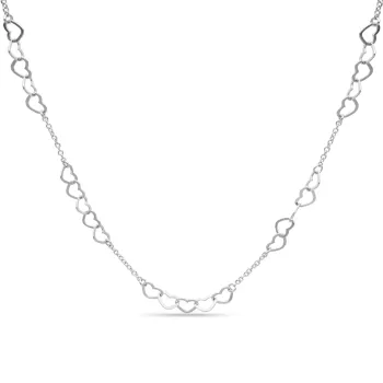 Naszyjnik / łańcuszek damski srebrny z serduszkami 925S (KO-001933) 