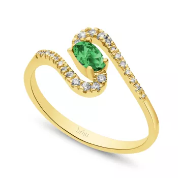 Briju Pierścionek żółte złoto szmaragd 0,25 ct 585 (B0359-100)