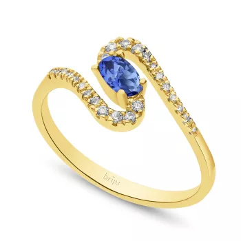 Briju Pierścionek żółte złoto szafir 0,35 ct 585 (B0359-100)