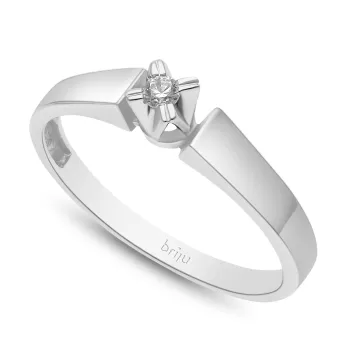 Briju Pierscionek z brylantem białe złoto 0,045 ct 585 (B0040-100)