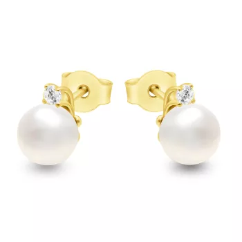 Briju Kolczyki perły z brylantami żółte złoto 0,078 ct 585 sztyft (B0783-106) 