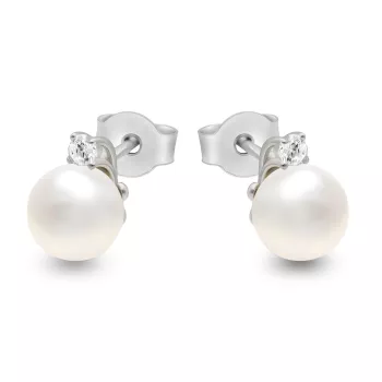Briju Kolczyki perły z brylantami białe złoto 0,078 ct 585 sztyft (B0783-106) 