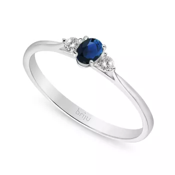 Pierścionek z brylantami żółte złoto szafir 0,2 ct 585 (B0656-100)