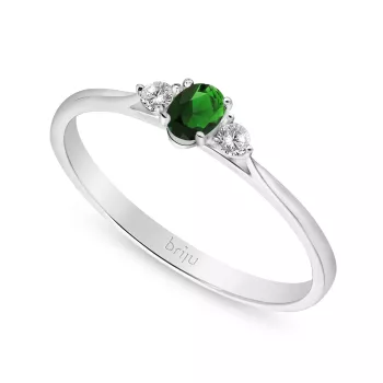 Pierścionek z brylantami żółte złoto szmaragd 0,2 ct 585 (B0656-100)