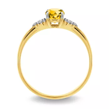 Pierścionek z brylantami 0,078 ct Glimmer żółte złoto cytryn jasny naturalny 585 (B0827-100)