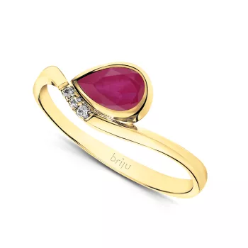 Briju Pierścionek z brylantami żółte zloto rubin 0,95 ct 585 (B0361-100)