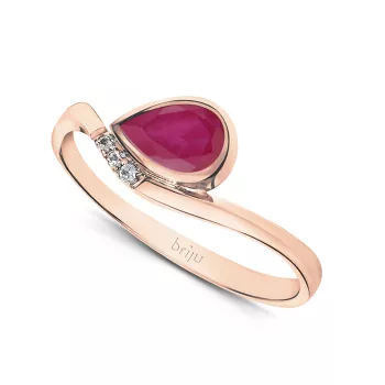 Briju Pierścionek z brylantami różowe złoto rubin 0,95 ct 585 (B0361-100)
