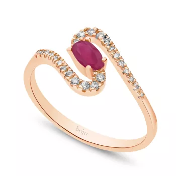 Briju Pierścionek różowe złoto rubin 0,32 ct 585 (B0359-100)