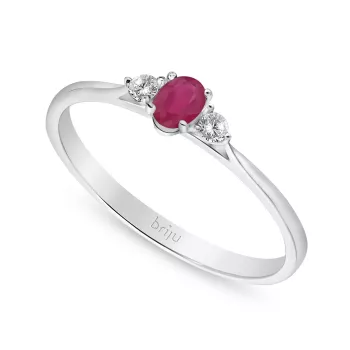 Pierścionek z brylantami żółte złoto rubin 0,2 ct 585 (B0656-100)
