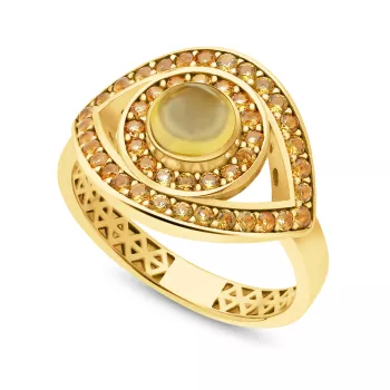 Pierścionek z cyrkoniami kolekcja Talisman żółte złoto  333 (PI-001541)