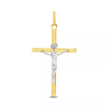 Zawieszka / wisiorek na łańcuszek krzyżyk mieszane złoto 585 (KR-000312) 