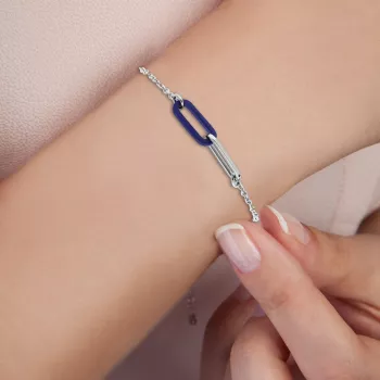 Briju Bransoletka białe srebro lapis lazuli imitacja 925S (BN-004841) 