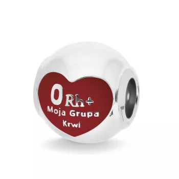 Ogniwo / zawieszka grupa krwi 0Rh+ białe srebro 925S (ZW-002373) 