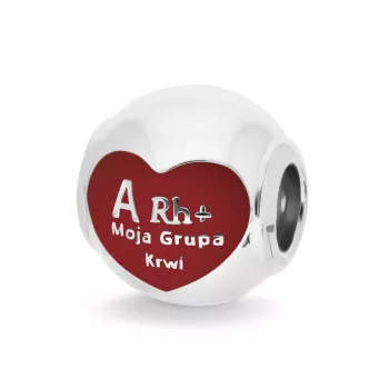 Ogniwo / zawieszka grupa krwi ARh+ białe srebro 925S (ZW-002375) 