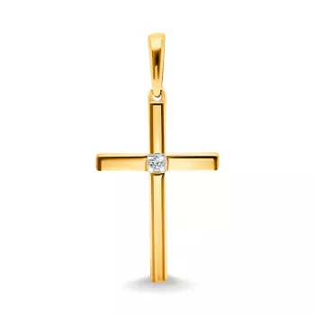 Briju Krzyżyk wisirek/zawieszka żółte złoto brylant 585 (BI-001401) 