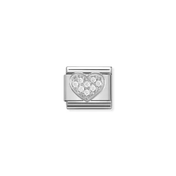 Ogniwo / link do bransolety Nomination Composable stalowe ze srebrem i cyrkoniami serce (OG-000808) 