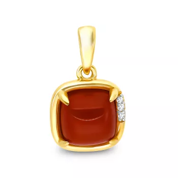 Briju Zawieszka / wisiorek do łańcuszka złota Gemma z diamentem 0,009 ct i czerwonym agatem 333 (BI-001021) 
