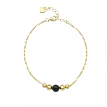 Briju Bransoletka srebrna kolekcja Bubbles z czarnym agatem 925S (BN-003773) 