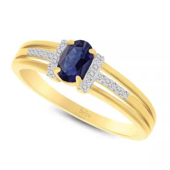 Pierścionek zaręczynowy kolekcja Diamonds złoty z szafirem i diamentami 0,60 ct  333 (BI-000575)